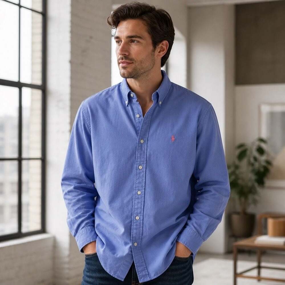 Ralph Lauren Blake Blue Long Sleeve Button-Down Shirt Men's